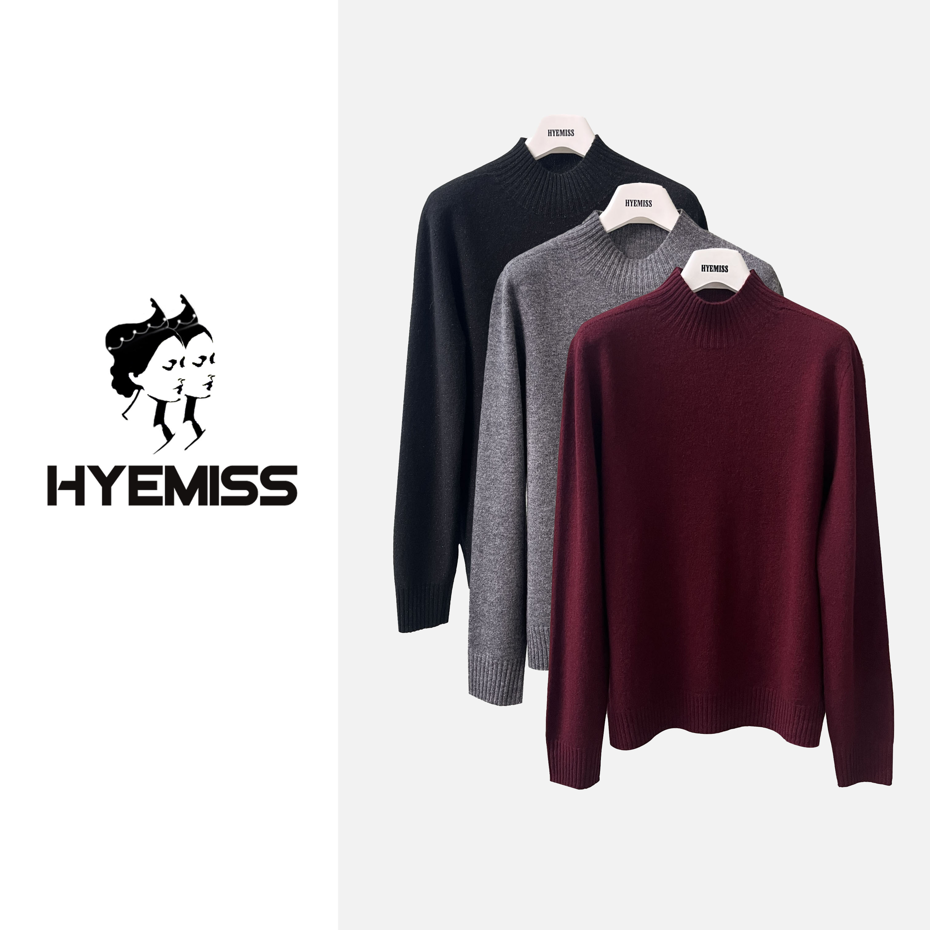 SW240316秋冬新款满分绵羊毛纯色简约针织半高领羊毛衫