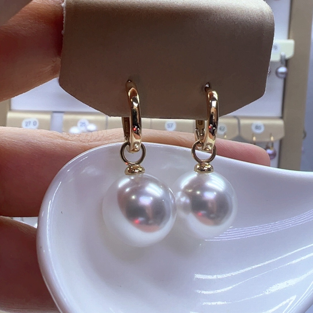 银S925镶嵌淡水珍珠耳饰