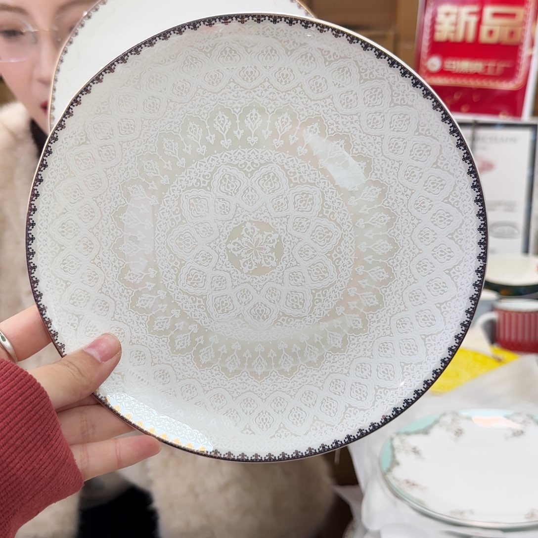 骨瓷高骨8英寸盘子口径20cm2只 外贸骨瓷
