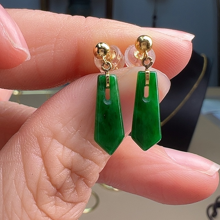 翡翠耳饰18K金镶嵌耳饰