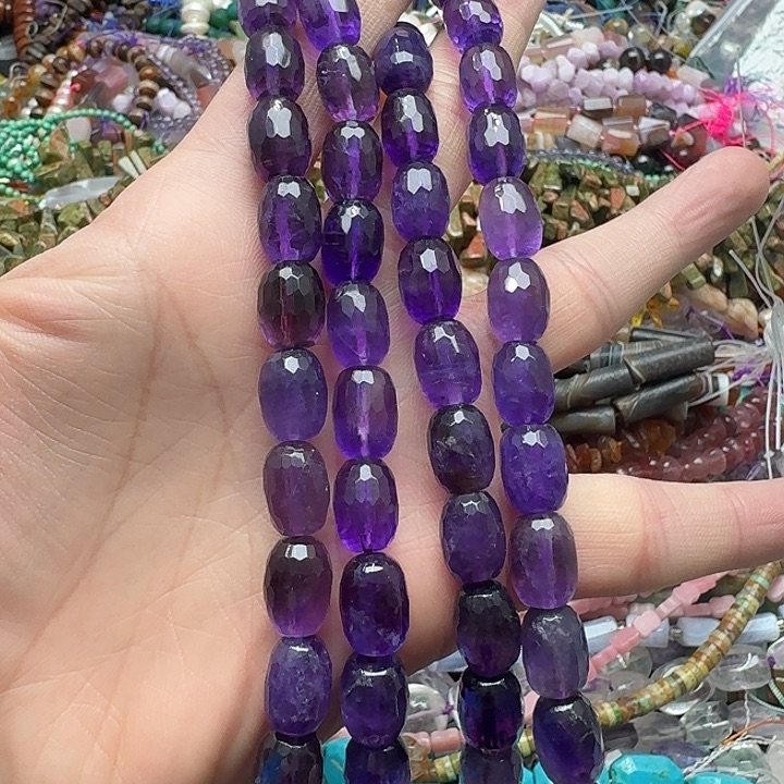 玛瑙/玉髓未镶嵌珠宝半成品一条10mm紫水晶桶珠