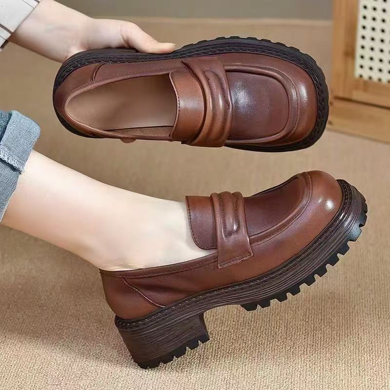 5719头层牛皮复古休闲乐福鞋时尚真皮女鞋单鞋