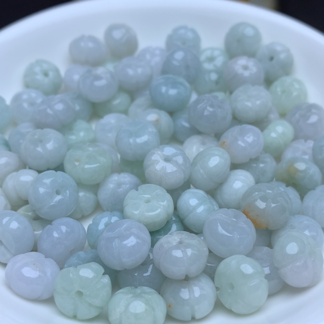 【闪购商品】翡翠手链未镶嵌卡6乘9冰绿白南瓜30个