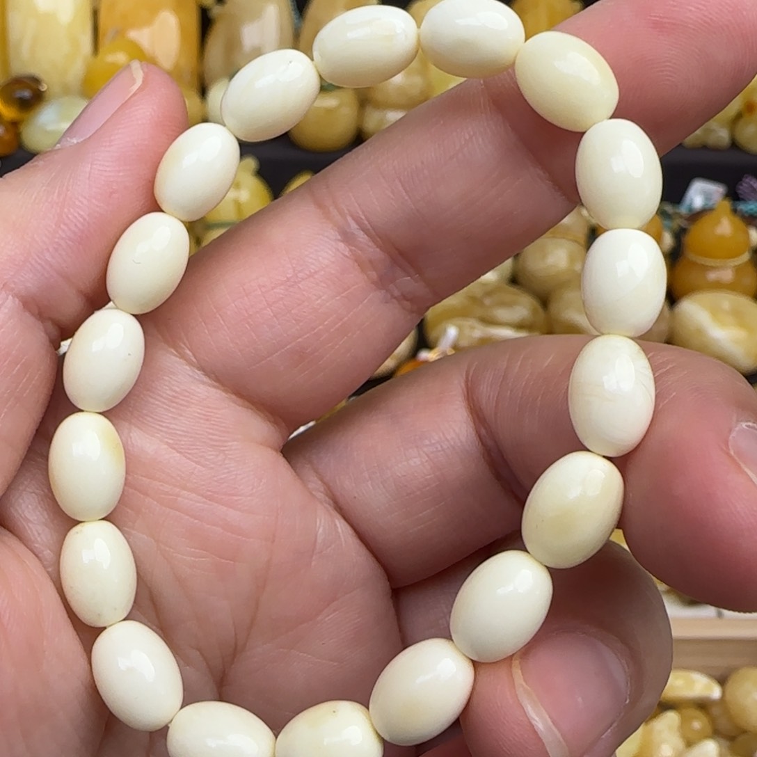 蜜蜡手链未镶嵌天然白蜜米珠手串