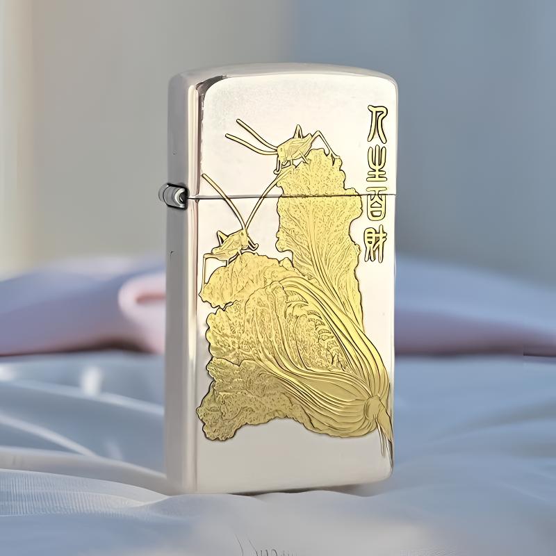 ZIPPO打火机【纤巧人生百财】1654B镀银葫芦白菜原装正品防风男DYJ1