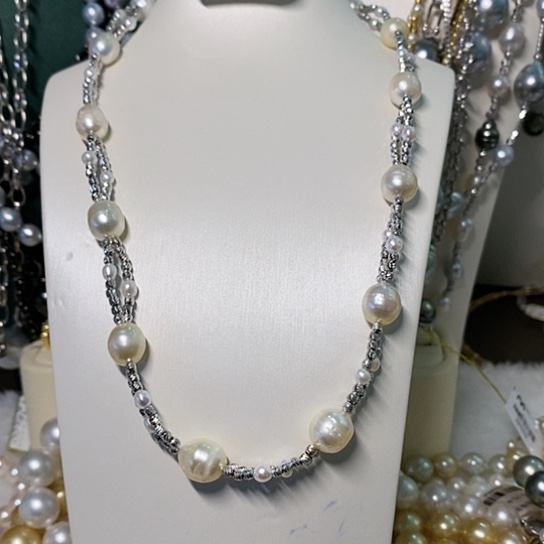 海水珍珠颈饰银S925镶嵌9-10