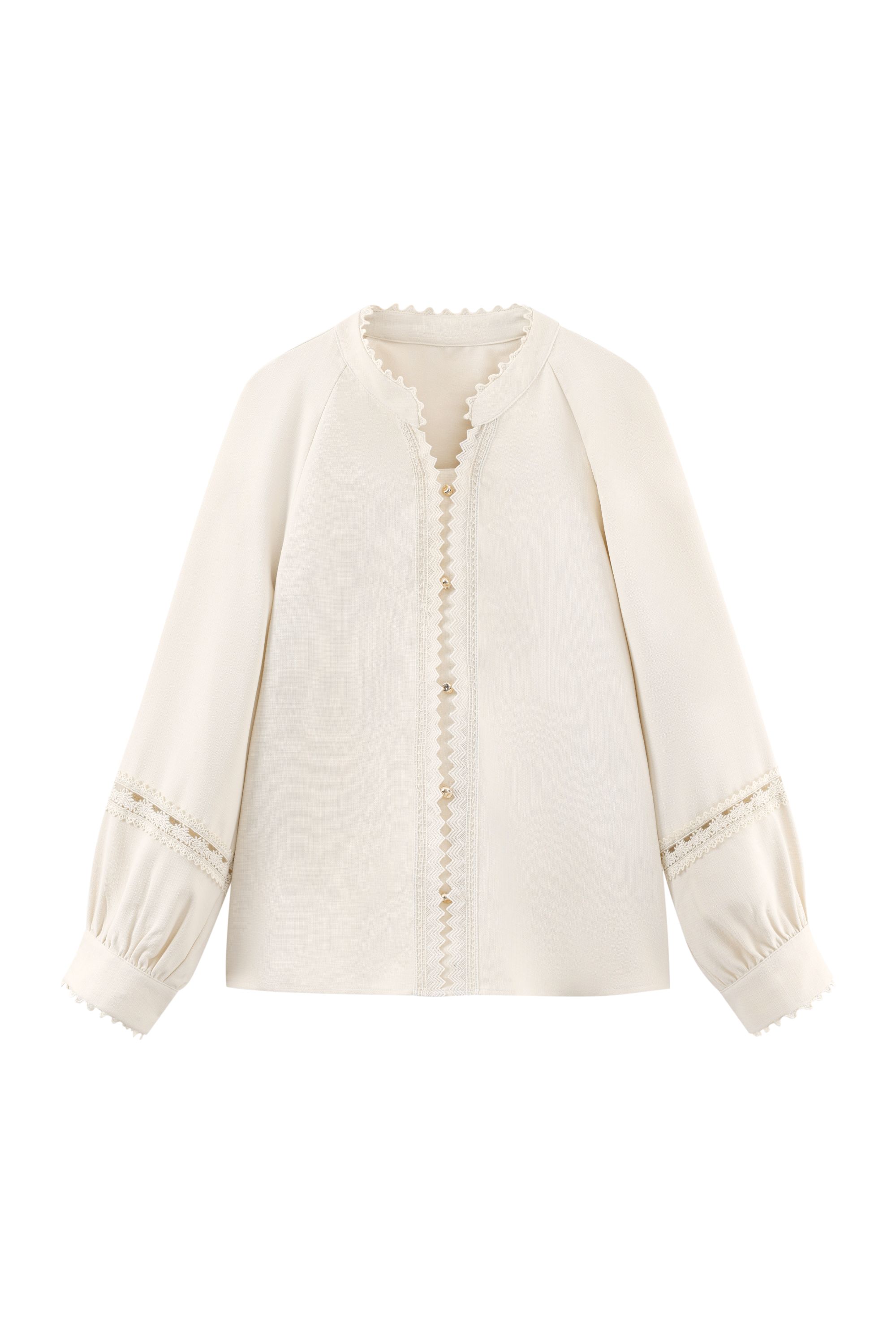 X瞌睡兔定制【清苍】蕾丝边衬衫秋通勤百搭休闲宽松遮肉上衣XX0172