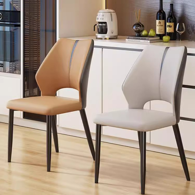 现货意式轻奢餐椅现代简约皮革家用椅子餐厅餐桌靠背椅洽谈贵宾椅