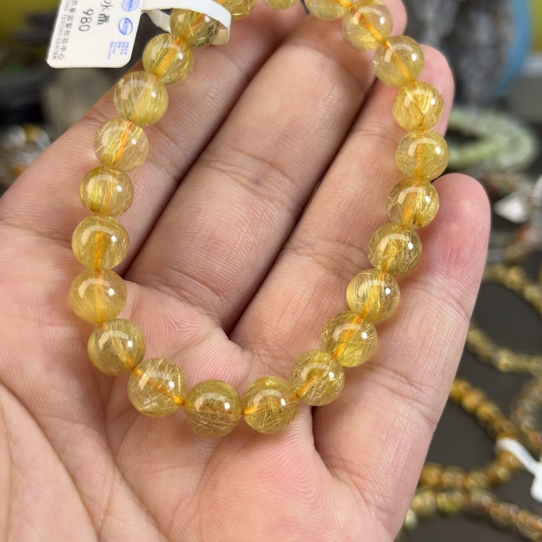 水晶手串未镶嵌金发晶