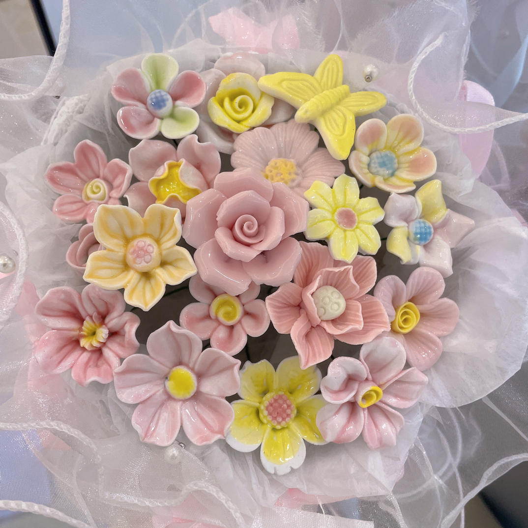 陶瓷花束成品景德镇手工花束生日礼物送女生女友闺蜜毕业礼物