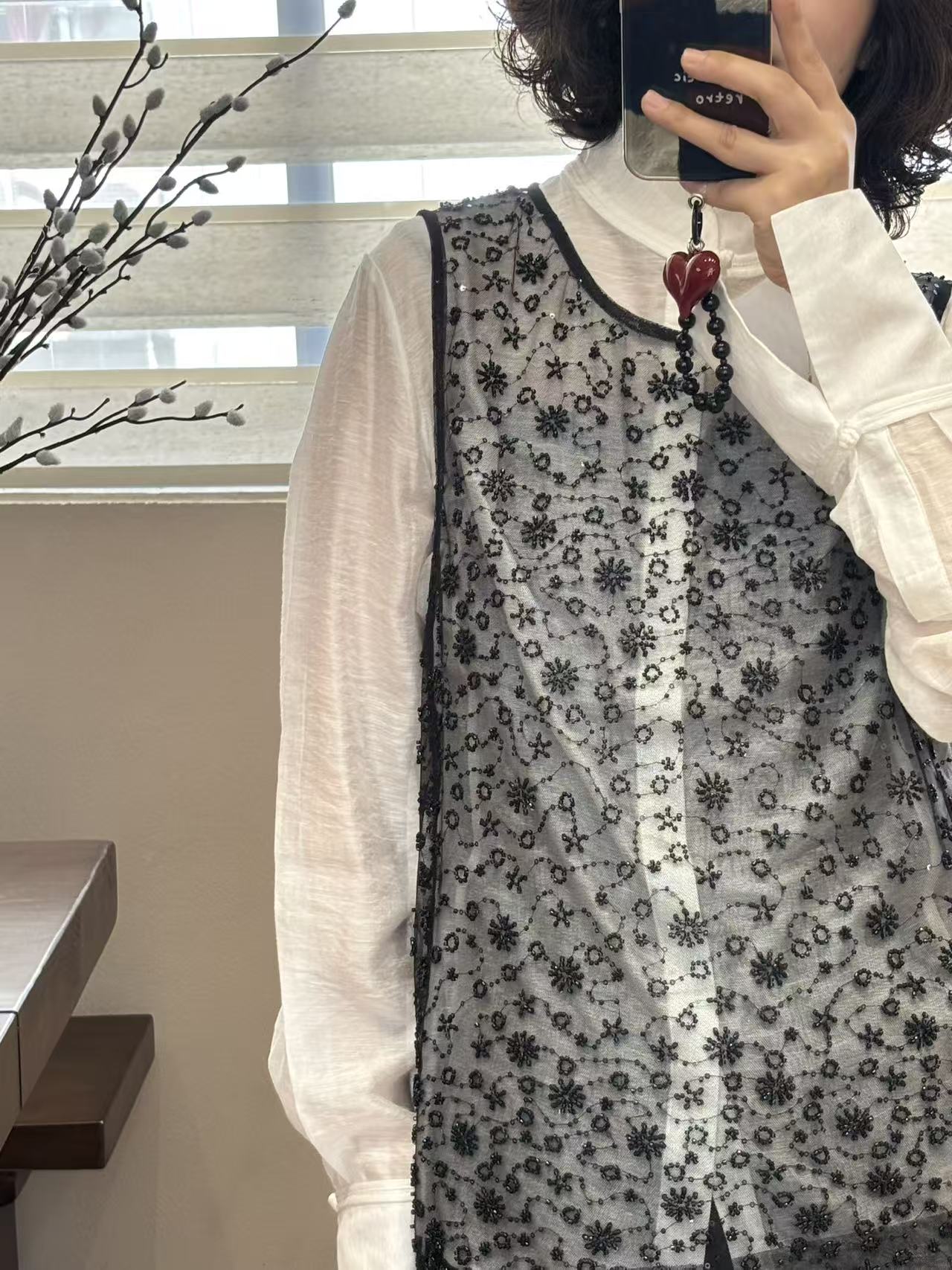 新款静奢风宽松型原创设计背心黑色爆闪气质套装复古休闲女马甲