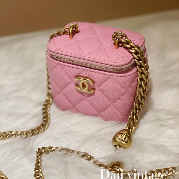 大吉中古/Chanel香奈儿粉金爱心金球盒子斜挎包