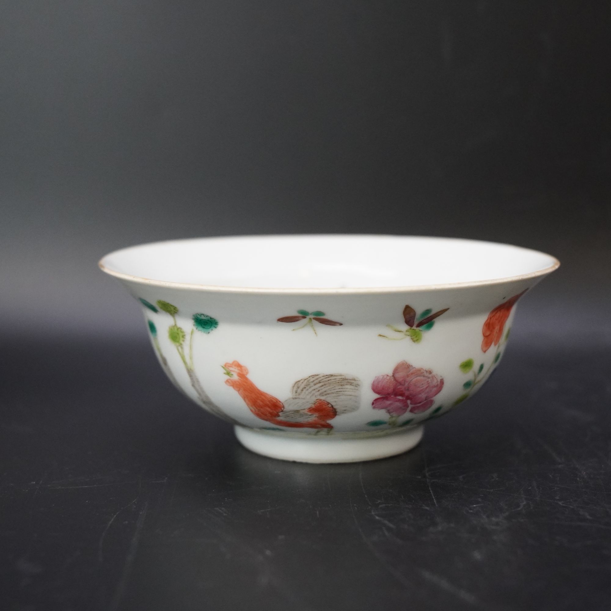 Lot.25091237清道光粉彩官上加官折沿碗 直径：约17.6cm