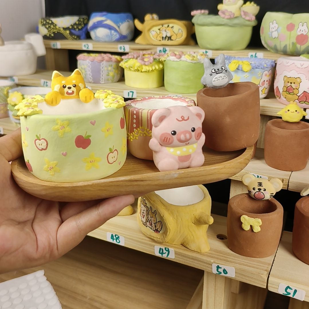 蛮***舟小熊猫小猪龙猫花盆