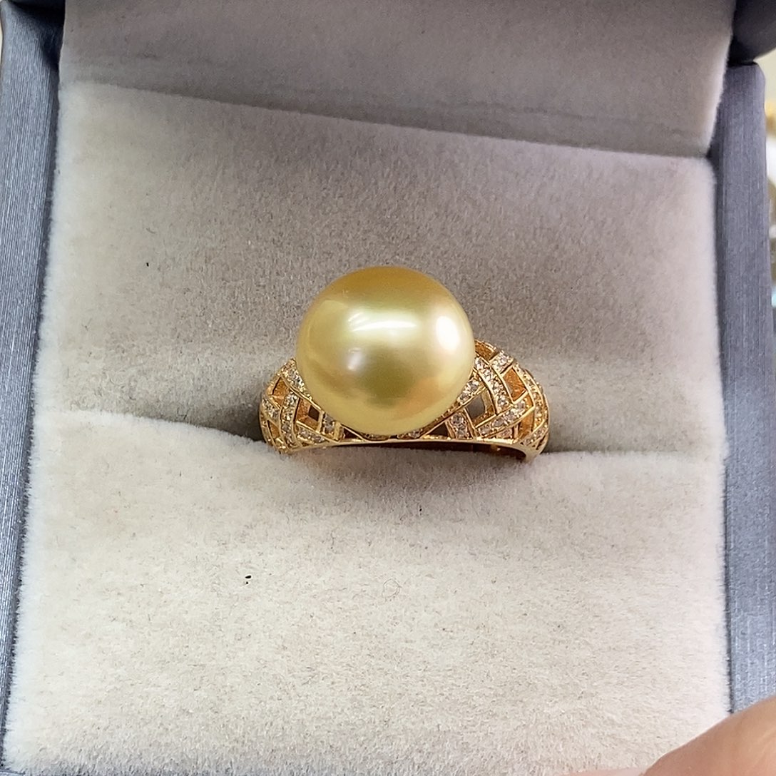 银S925镶嵌海水珍珠戒指