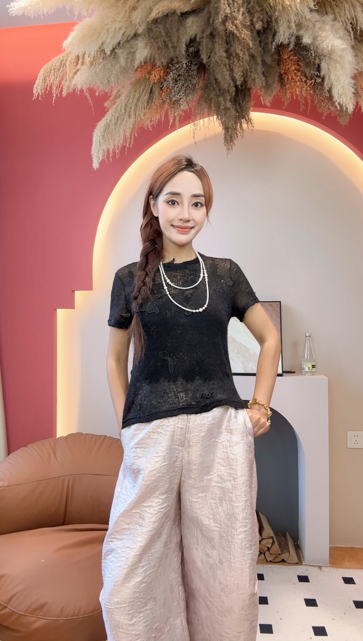 【芊颜家】”针织短袖“夏季女装薄款网红宽松潮流针织短袖17986