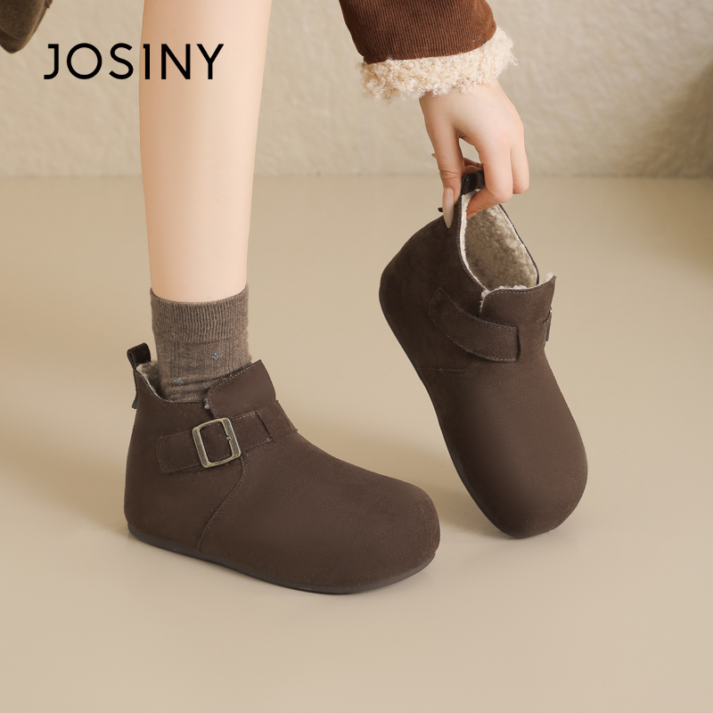 卓诗尼全包勃肯鞋女2025新款冬季保暖加绒加厚棉鞋百搭内增高棉靴