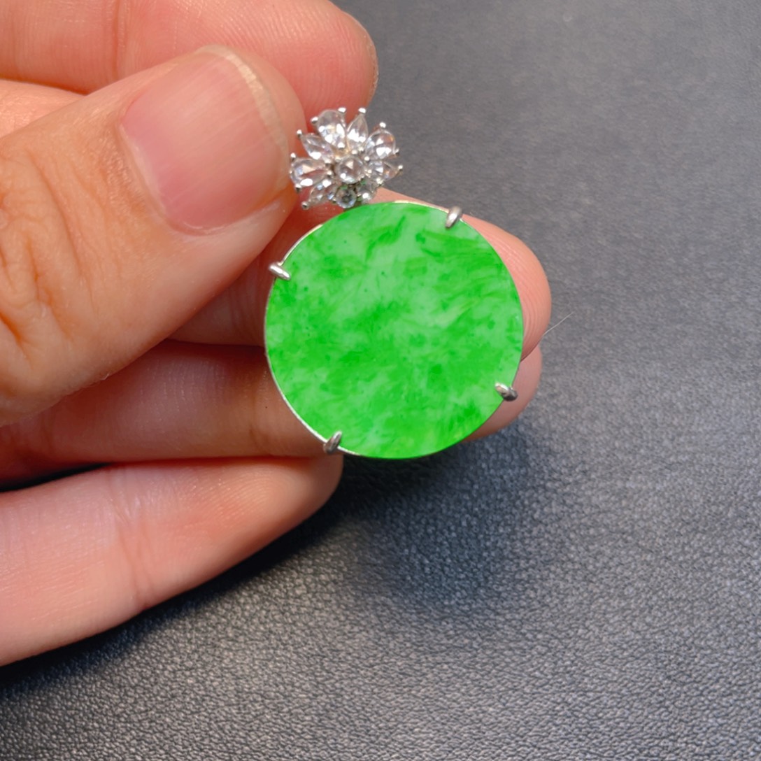 翡翠银S925镶嵌吊坠(不含链)