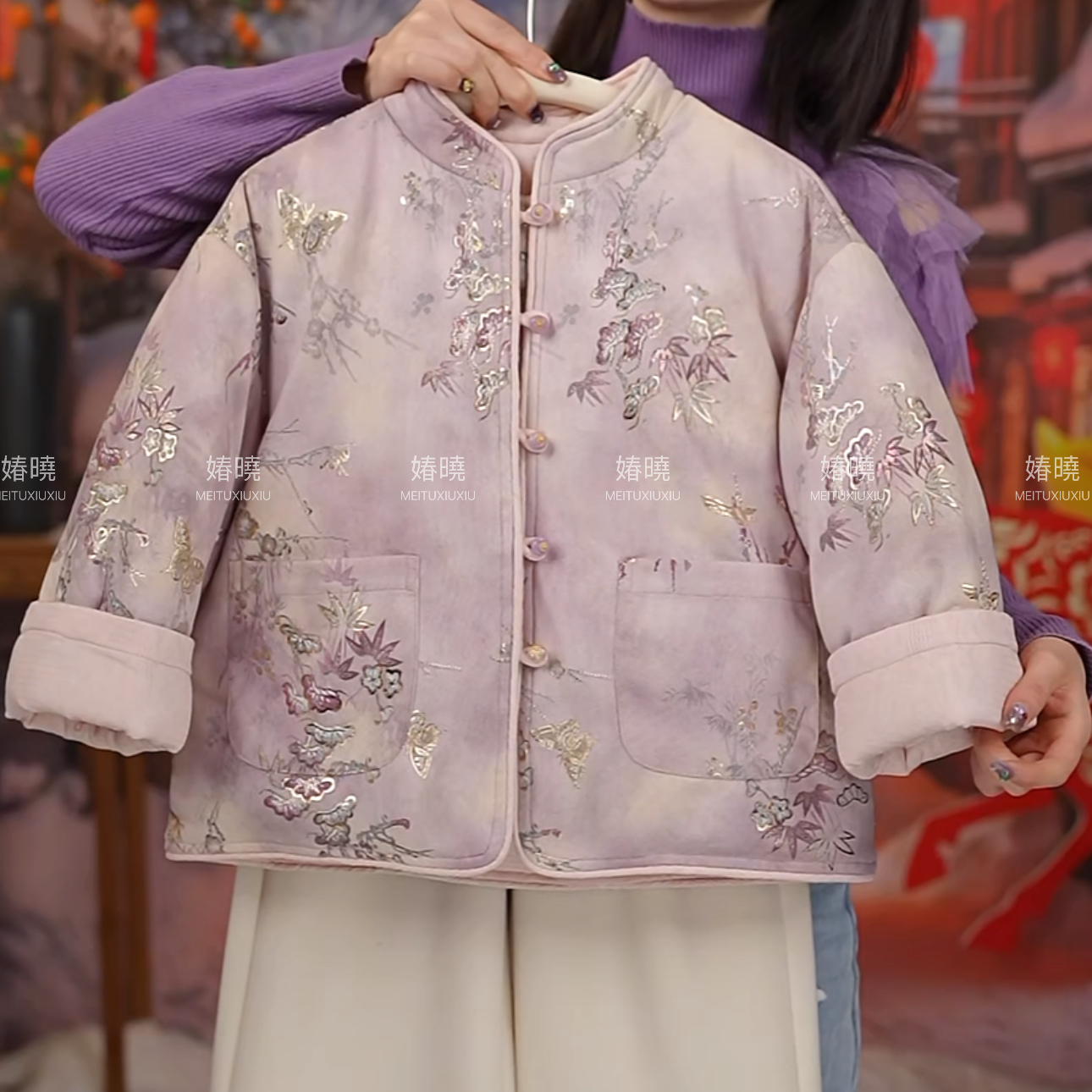 【芊雨】女童中式新夹棉中大童外套棉服2025冬季复古气质保暖双面穿