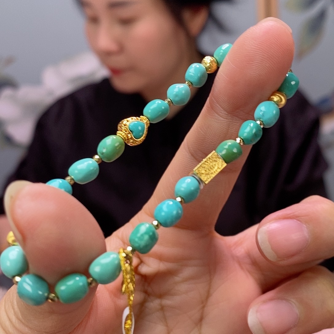 绿松石珠宝奇石18K金镶嵌