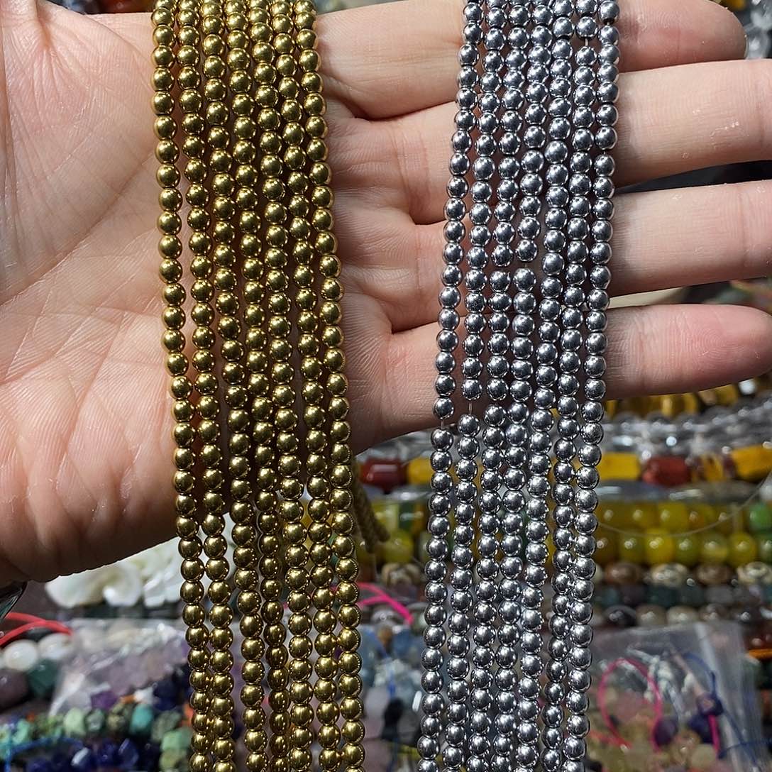 石英质玉未镶嵌，2条黑胆石隔珠4mm，备注颜色，