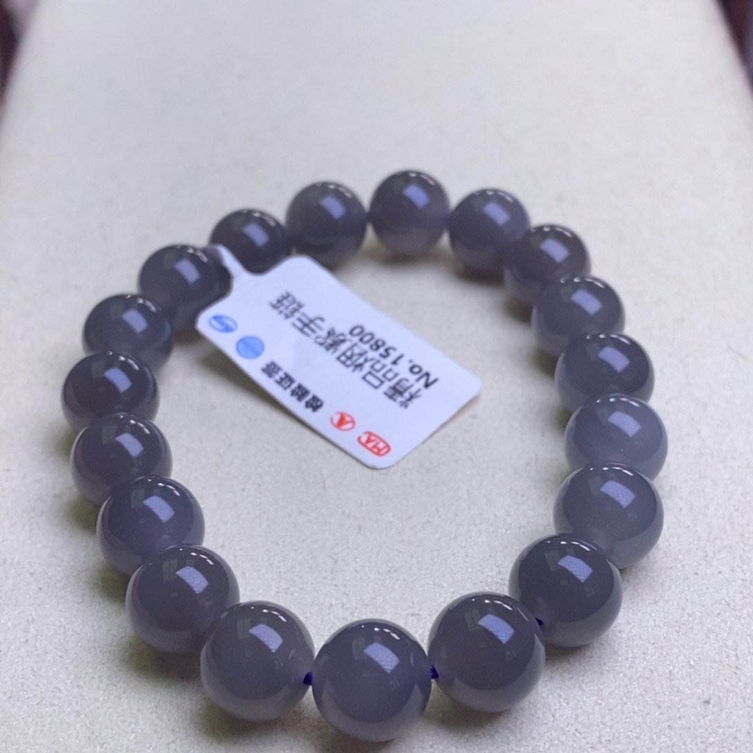 和田玉高冰浓烟紫手串10MM未镶嵌