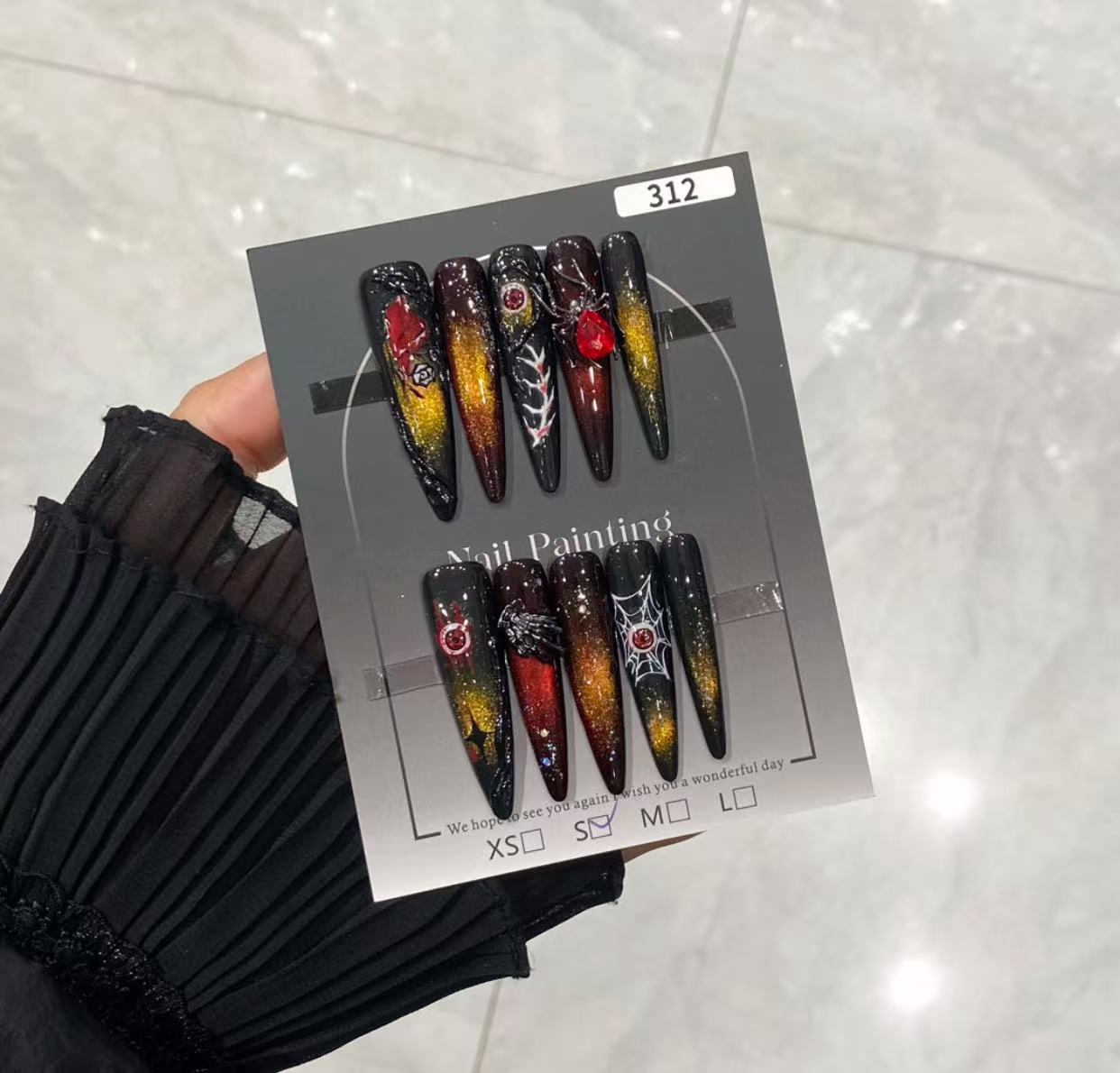 （312）暗黑神秘个性显白纯手工穿戴甲
