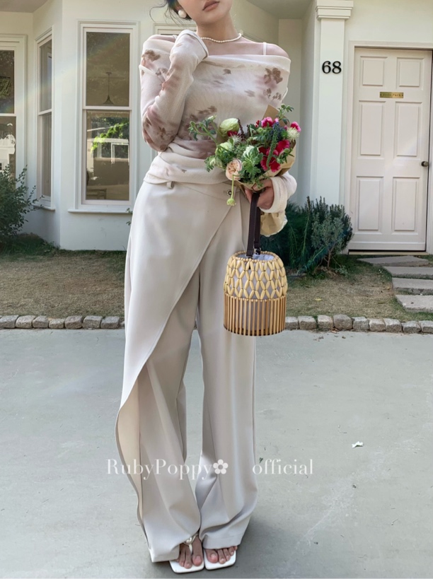 泡面卷儿【出街密码】法式春季简约休闲裤女显瘦阔腿裤JR61901005