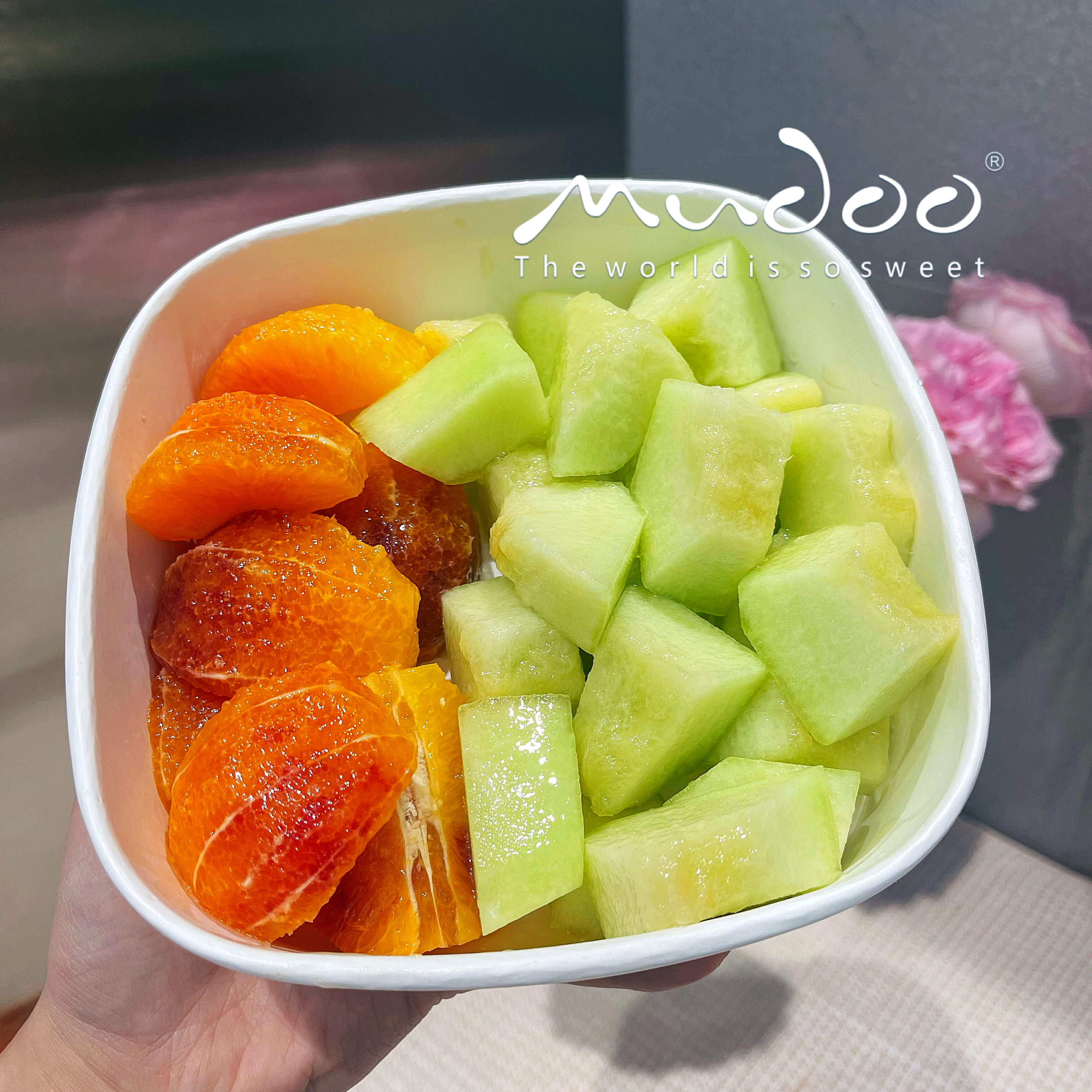 【新鲜现切】塔罗科血橙+颜雪蜜瓜鲜果切（550g）