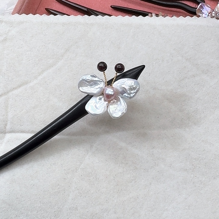 淡水珍珠发饰银S925镶嵌