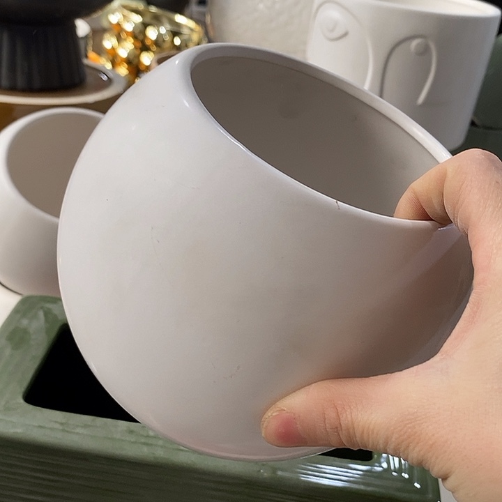 陶摆件陶盆有孔 瑕疵针孔漏釉介意勿拍外口 11外高13