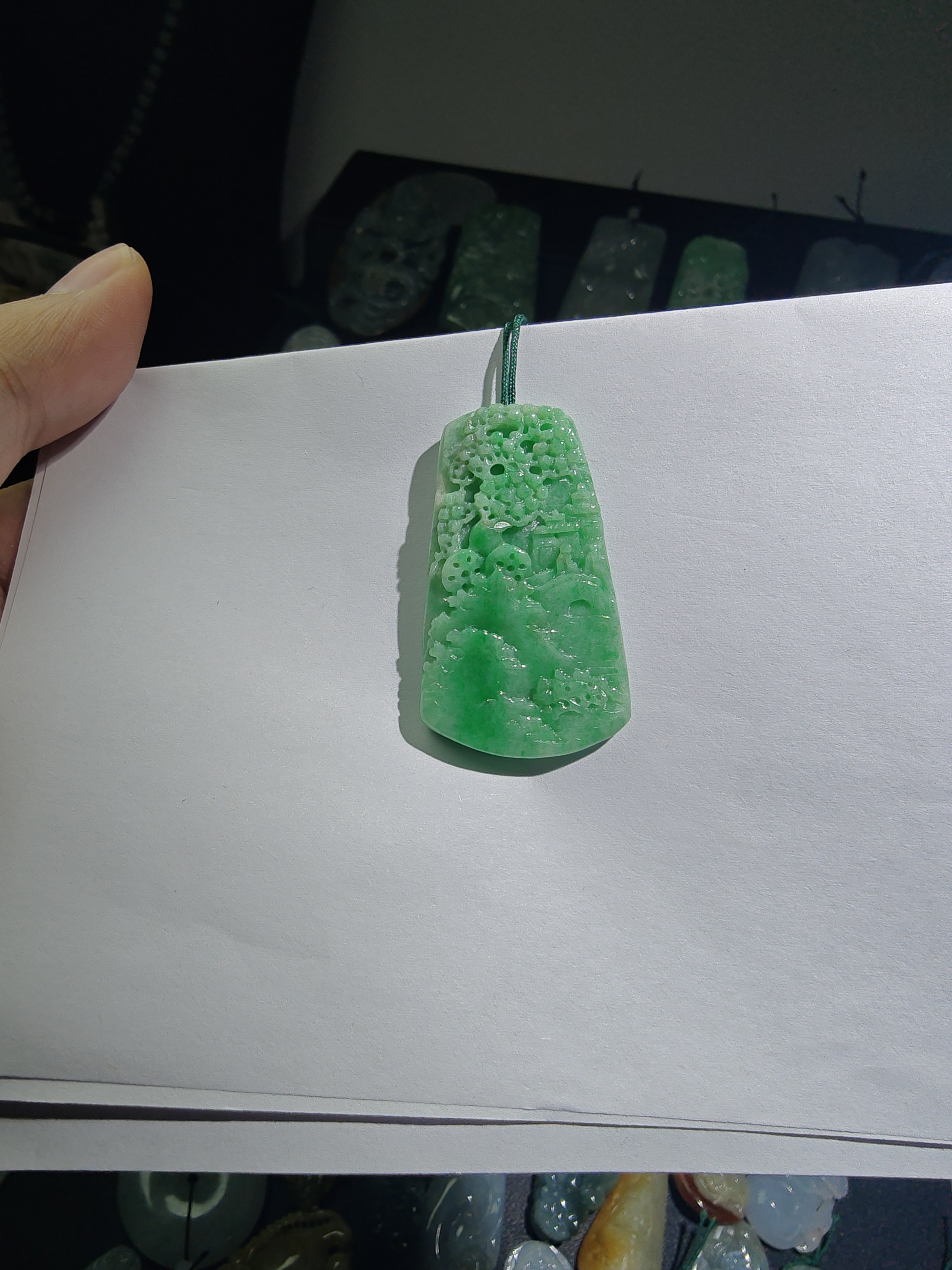 天然翡翠A货山水长47宽27厚5.8