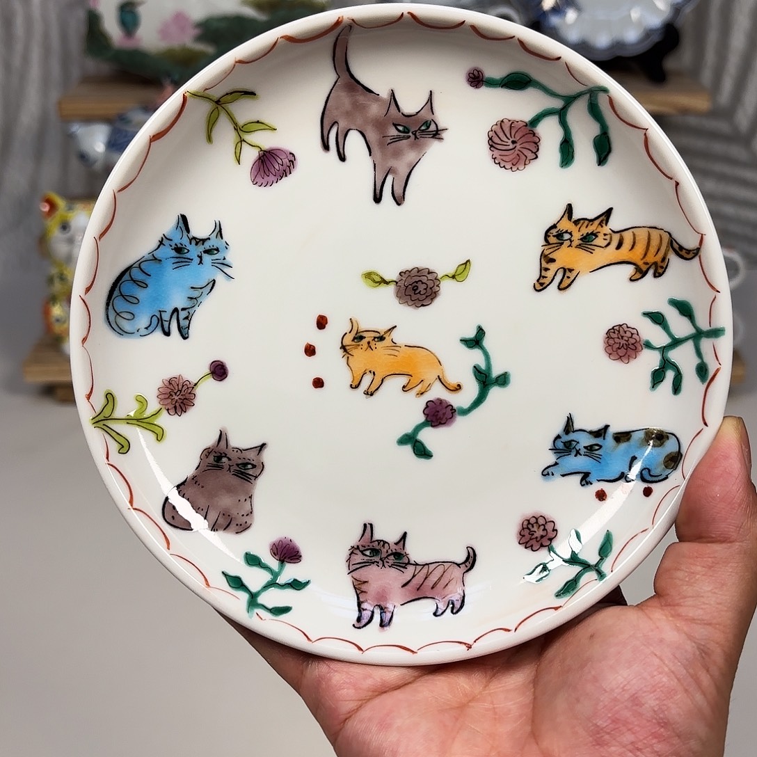 瓷伊藤雅子 猫咪盘 15.7cm