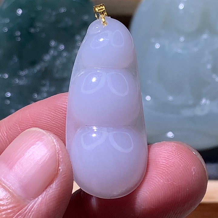 翡翠未镶嵌颈饰炸/金扣头福豆
