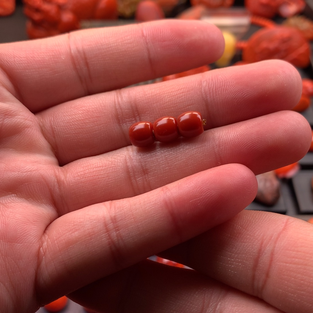 南红玛瑙未镶嵌川料原矿直切套装7.6mm