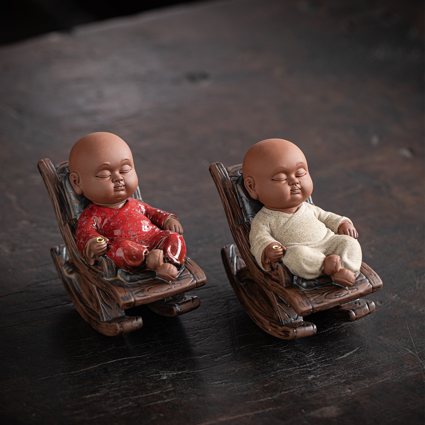 可养创意紫砂小和尚摇椅茶宠摆件茶道配件家居装饰