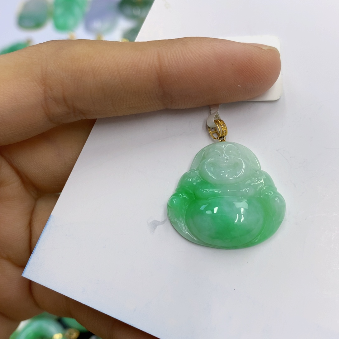 构***）翡翠18K金镶嵌颈饰翡翠