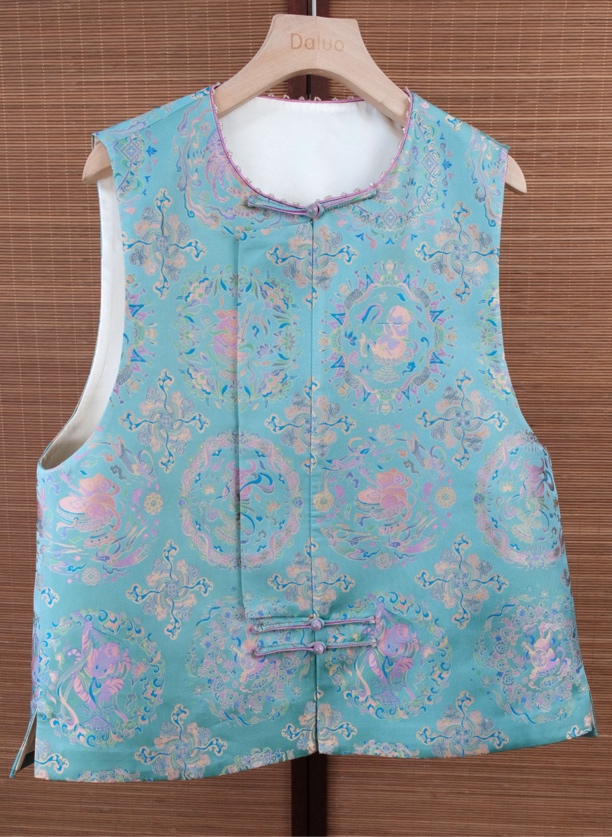 钱小萍正品十二生肖全家福四重围老宋锦新中式国风马甲带钢印