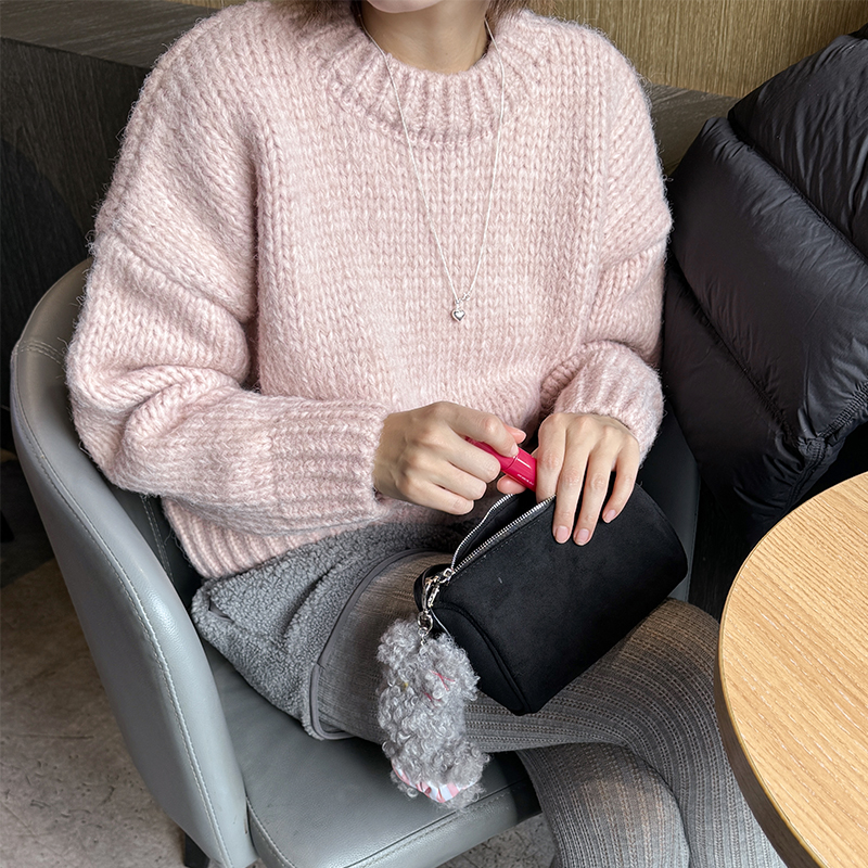 【金恩慧欧尼Hi mood】纯色粗毛线软糯套头毛衣