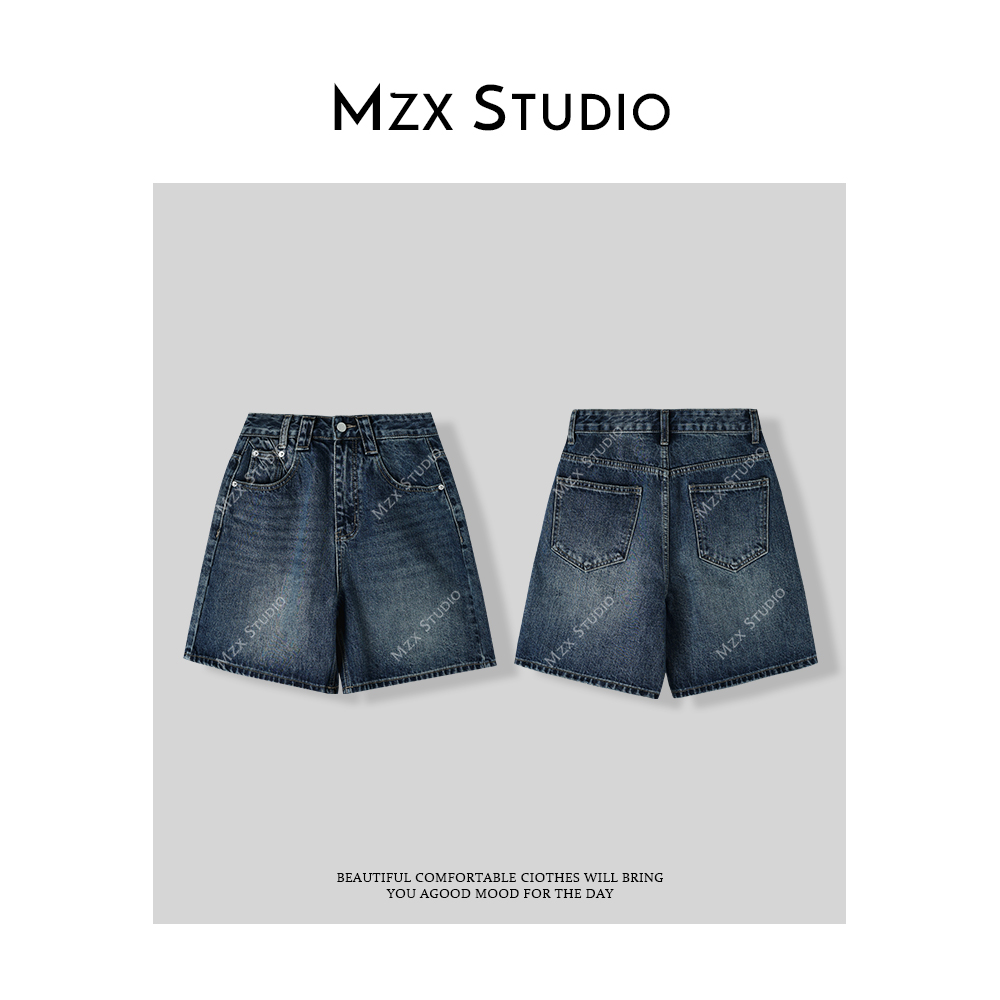 MZX 夏季街头通勤风 宽松短款牛仔裤KZ4241-M