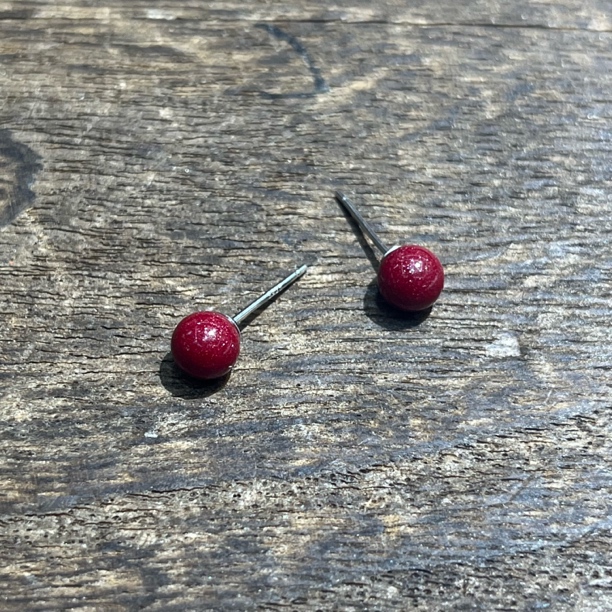 含辰砂工艺品0891-紫金砂耳钉一对6mm