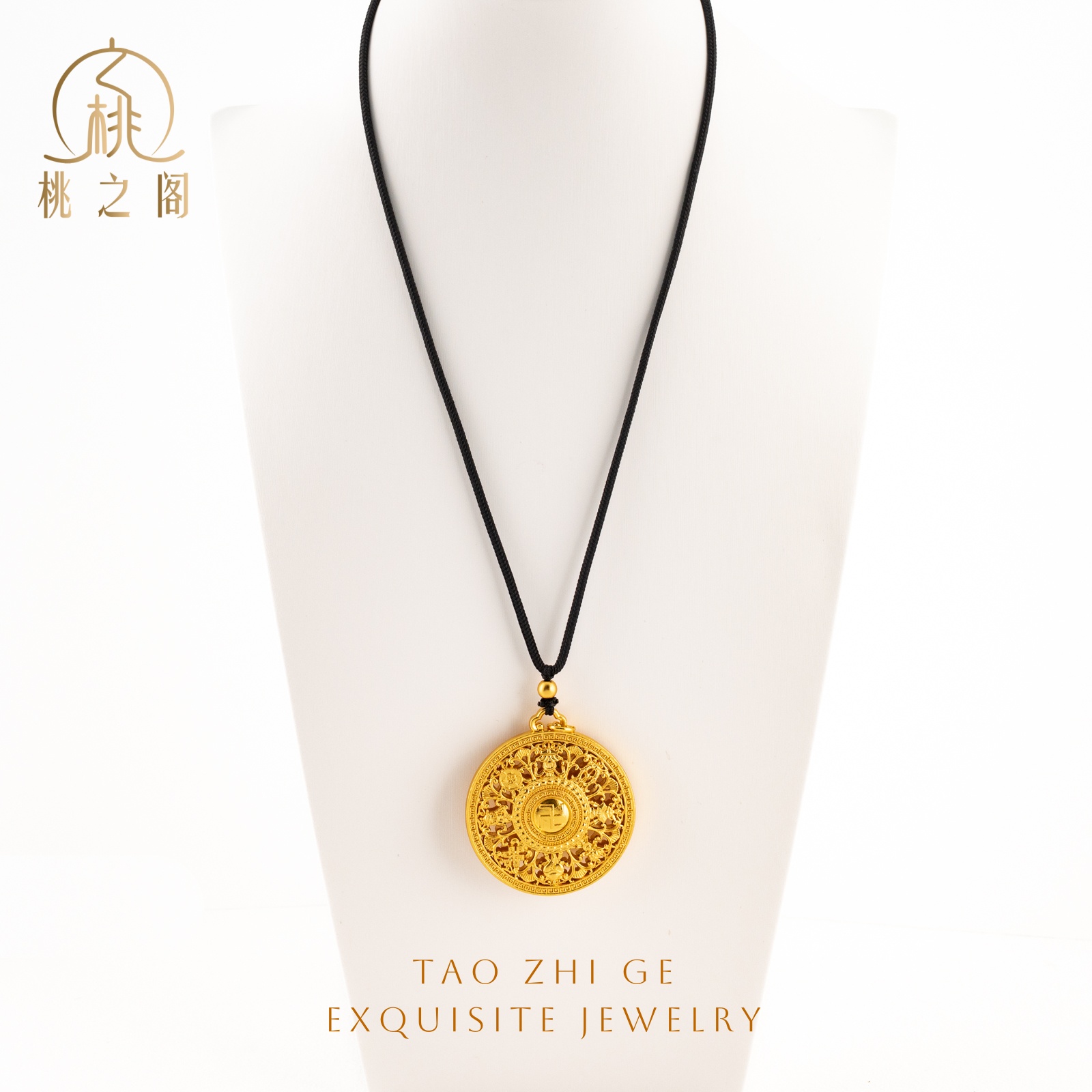 铜合金吊坠 精工编绳万福八宝罗盘42尺寸亮面AG1132