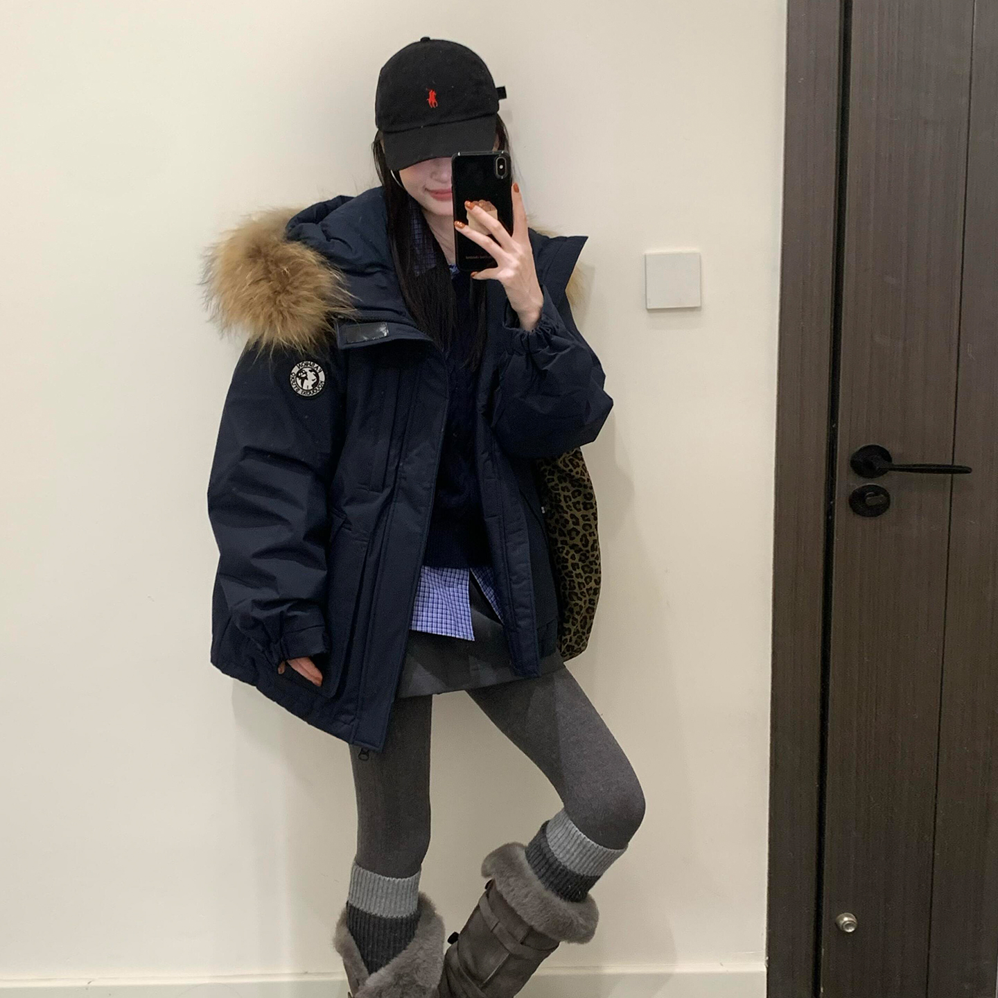 真的好韩藏青工装风棉服女冬2025新款加厚派克服棉衣宽松情侣外套