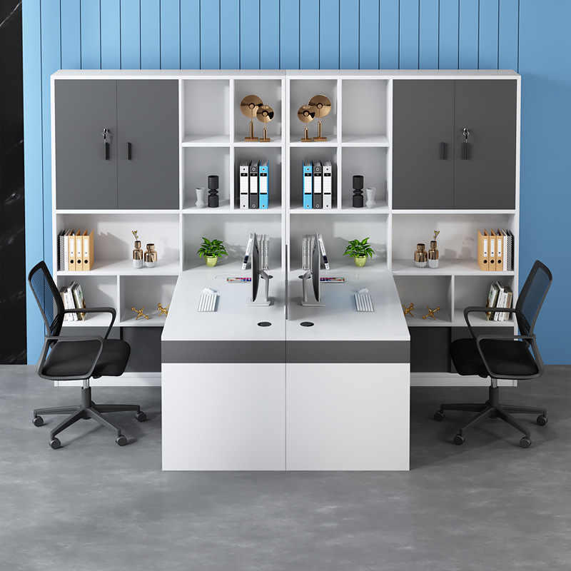 启圣办公家具现代简约职员桌椅组合员工高柜财务老师物流办公桌