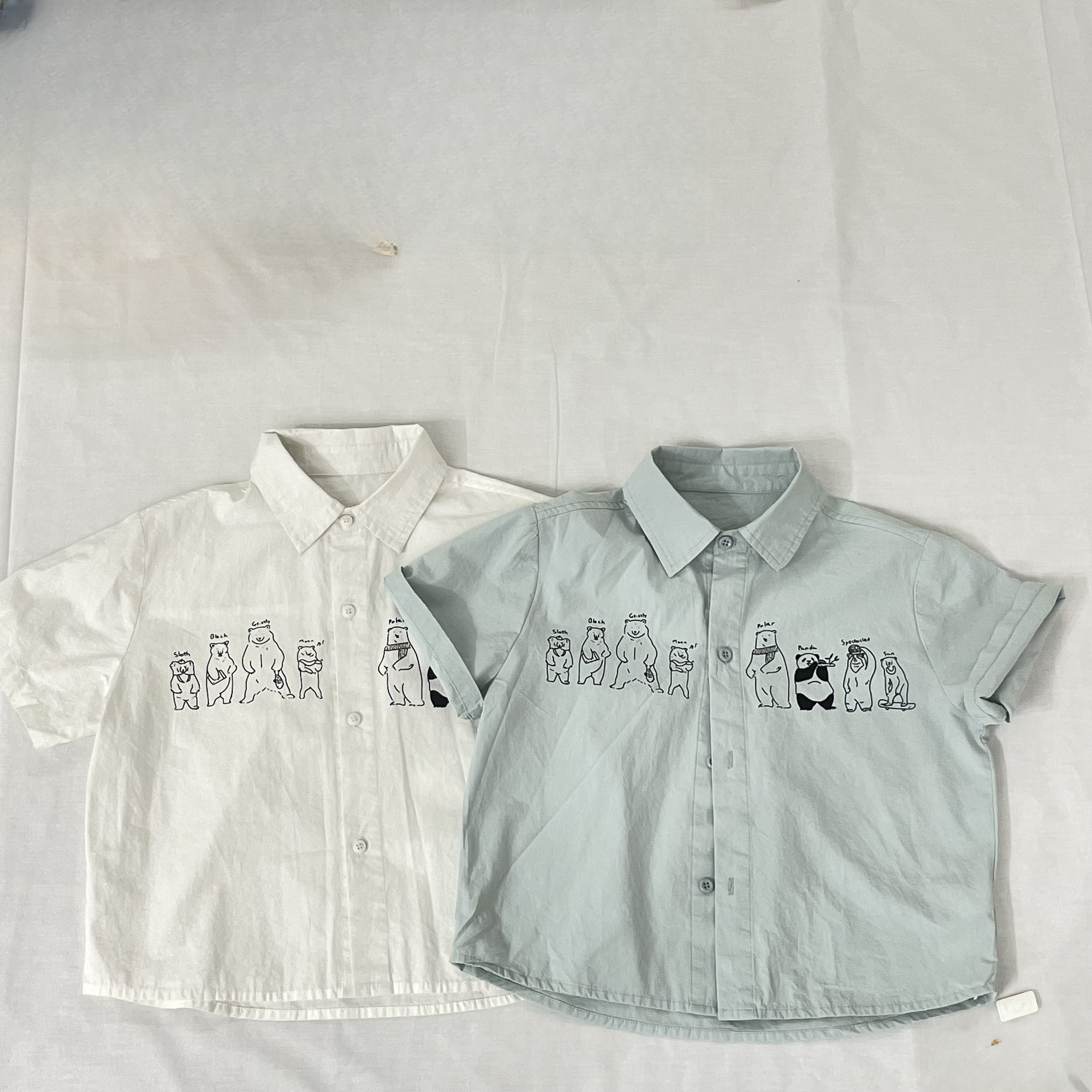 （下单备注编码）。。翻领尖领休闲韩版男短袖女衬衫宝宝男童