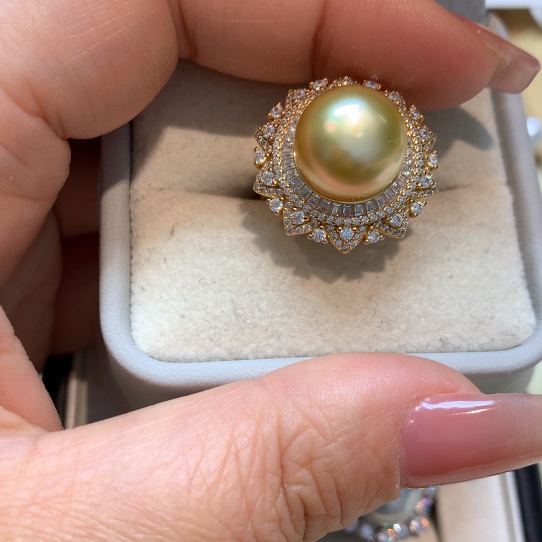 海水珍珠戒指银S925镶嵌