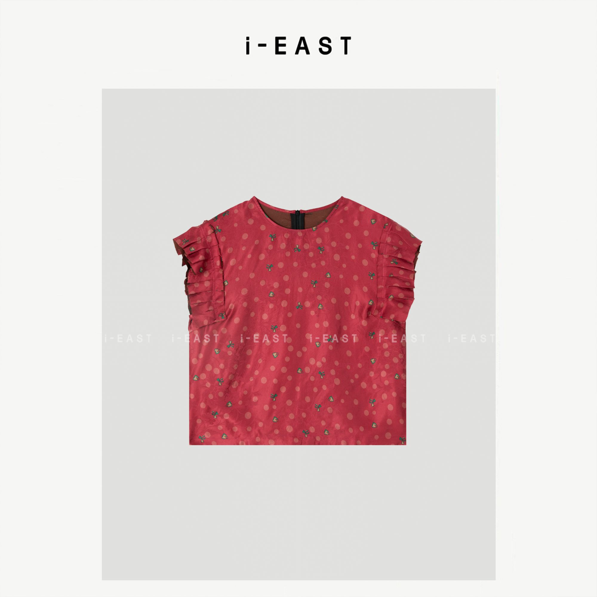 i-EAST QQ 玛丽公主~时尚休闲小碎花上衣-5X SY8818