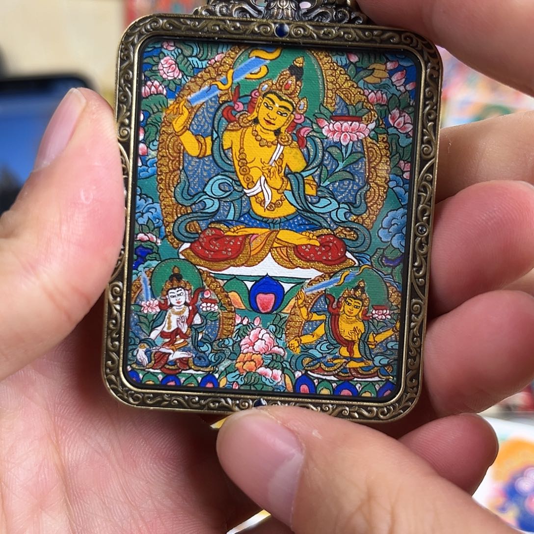 吊坠文殊三尊｜热贡手绘