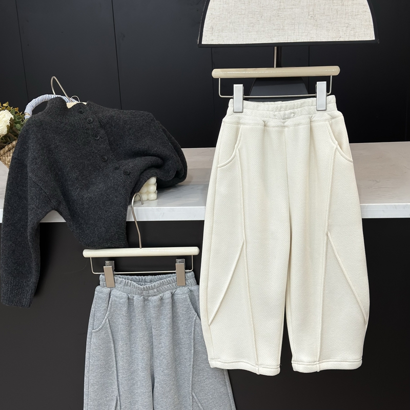 现货leomama【棒针卫裤】童装女童25裤子加绒加厚冬季中大童一体绒