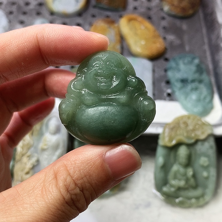 未镶嵌定制翡翠钱**锦缅甸翡翠手工佛公